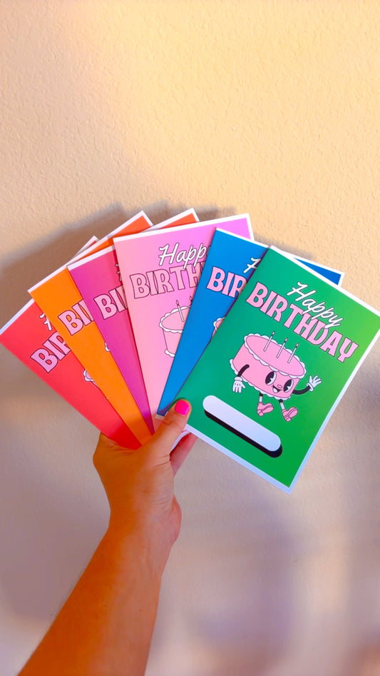 6 pack of birthday cards colorful blank inside with envelopes