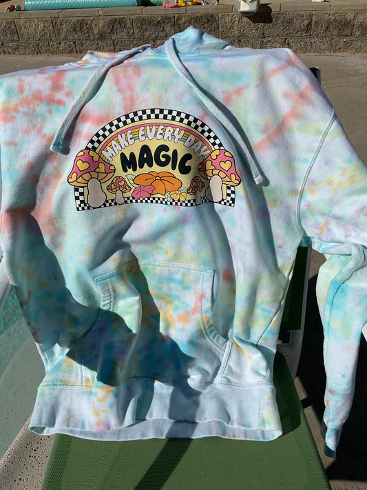 Everyday is magic tie dye hoodie beach peach on the back