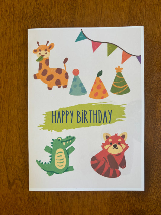 Happy Birthday Card party animals