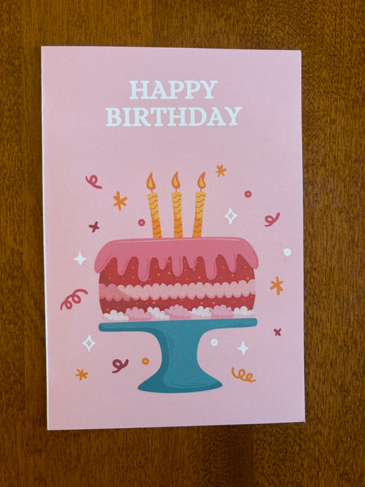 Happy Birthday Card pink cake